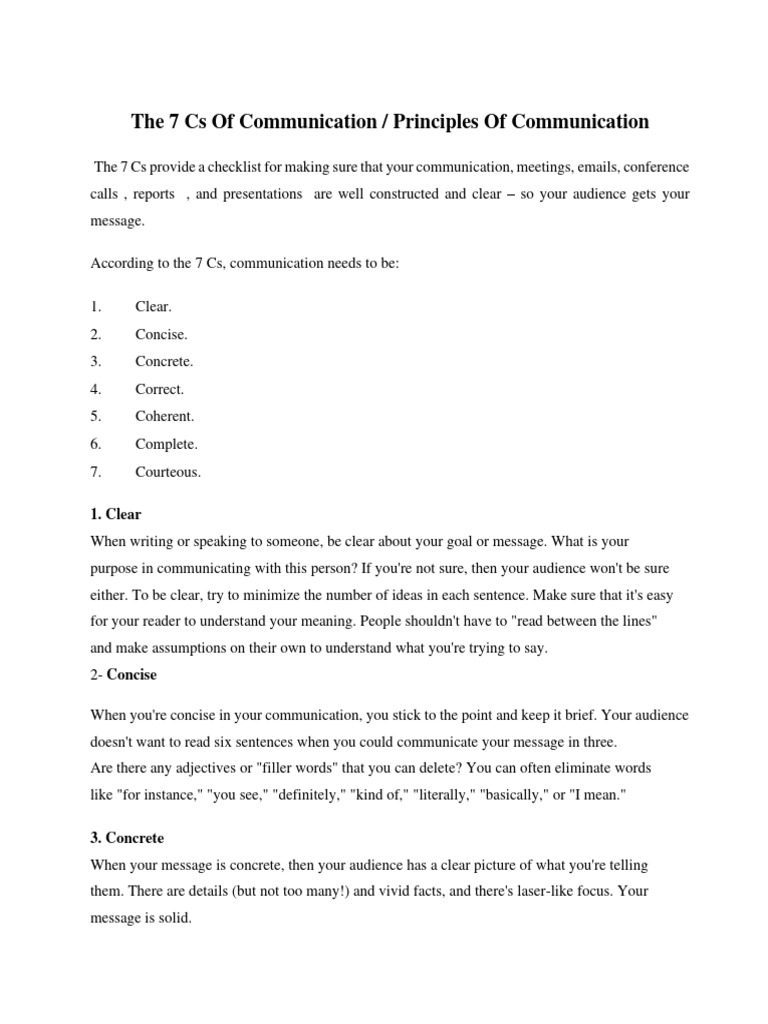 Mastering the 7 Cs of Communication | PDF | Career & Growth