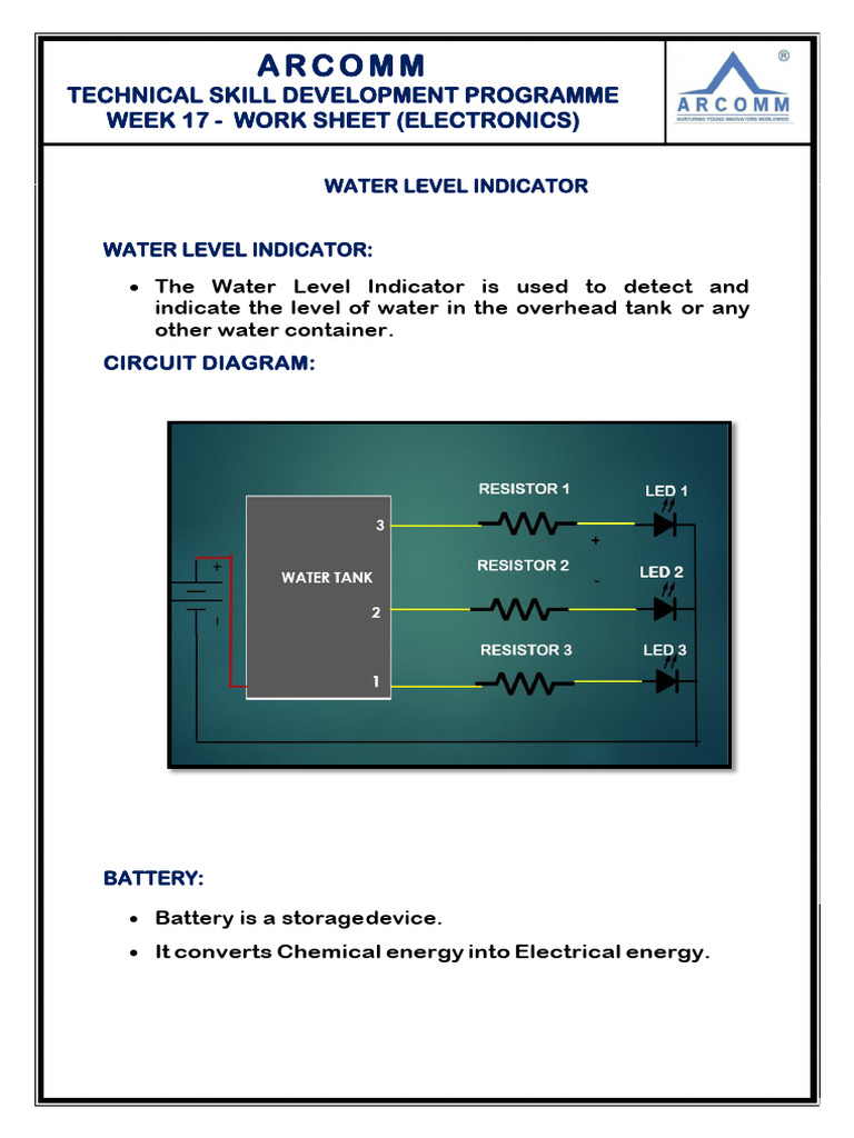 Work Sheet (WEEK 17) Water Level Indicator PDF