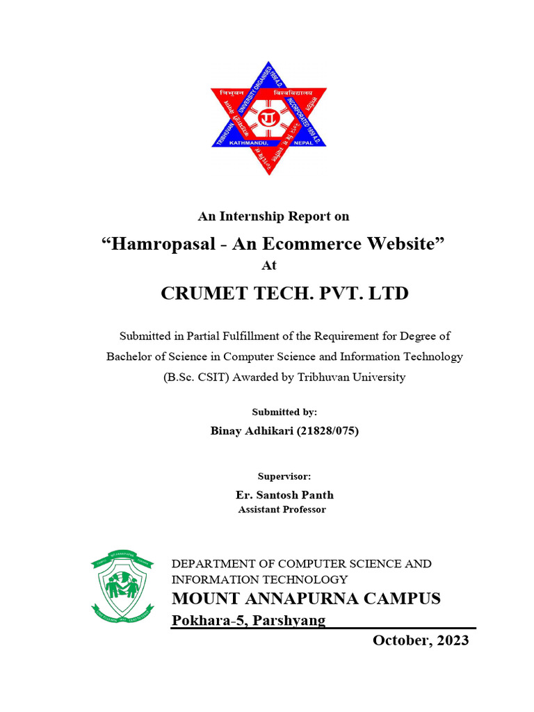 Internship Report: Hamropasal E-Commerce | PDF | E Commerce | Human ...