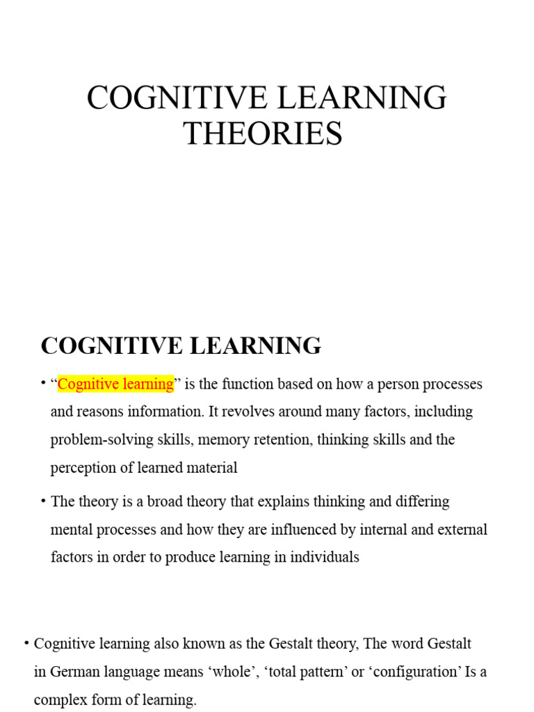 Cognitive Learning Theories | PDF | Learning | Cognition