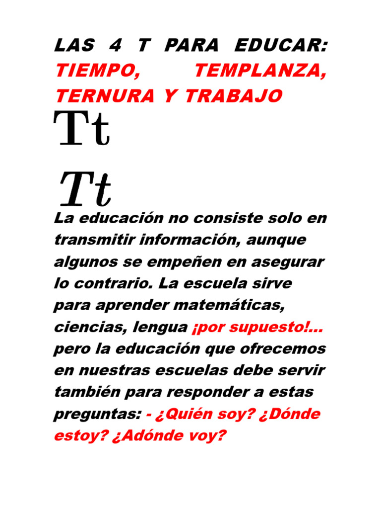 Las 4 T para Educar | PDF | Modificación de comportamiento | Cognición