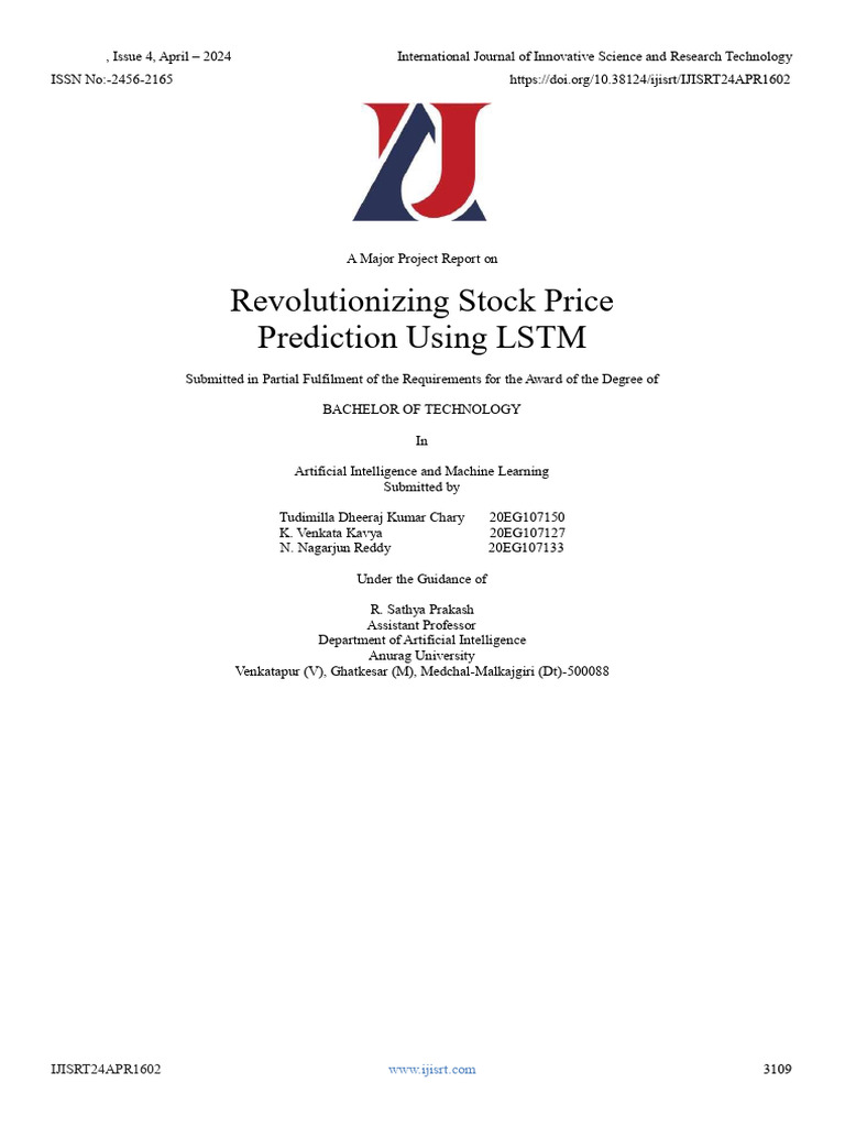 LSTM for Stock Price Prediction Report | PDF | Analytics | Artificial ...
