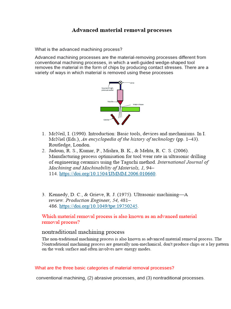 Advanced Material Removal Processes Explained | PDF | Machining | Sheet ...