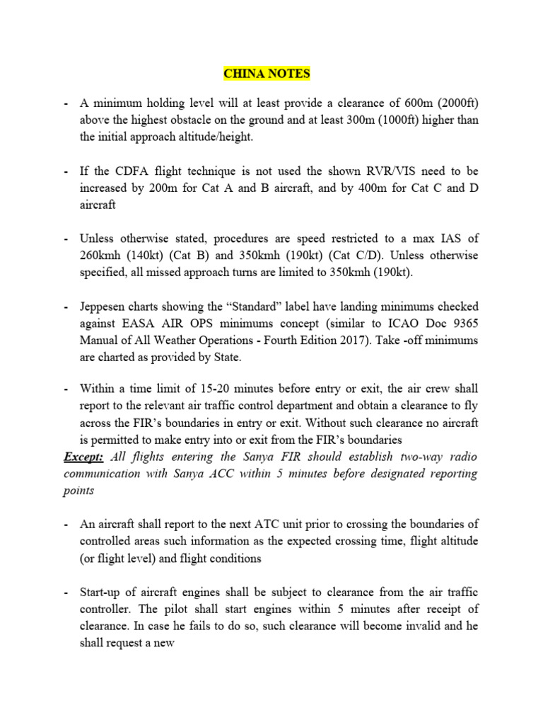 China Notes | PDF | Air Traffic Control | Takeoff