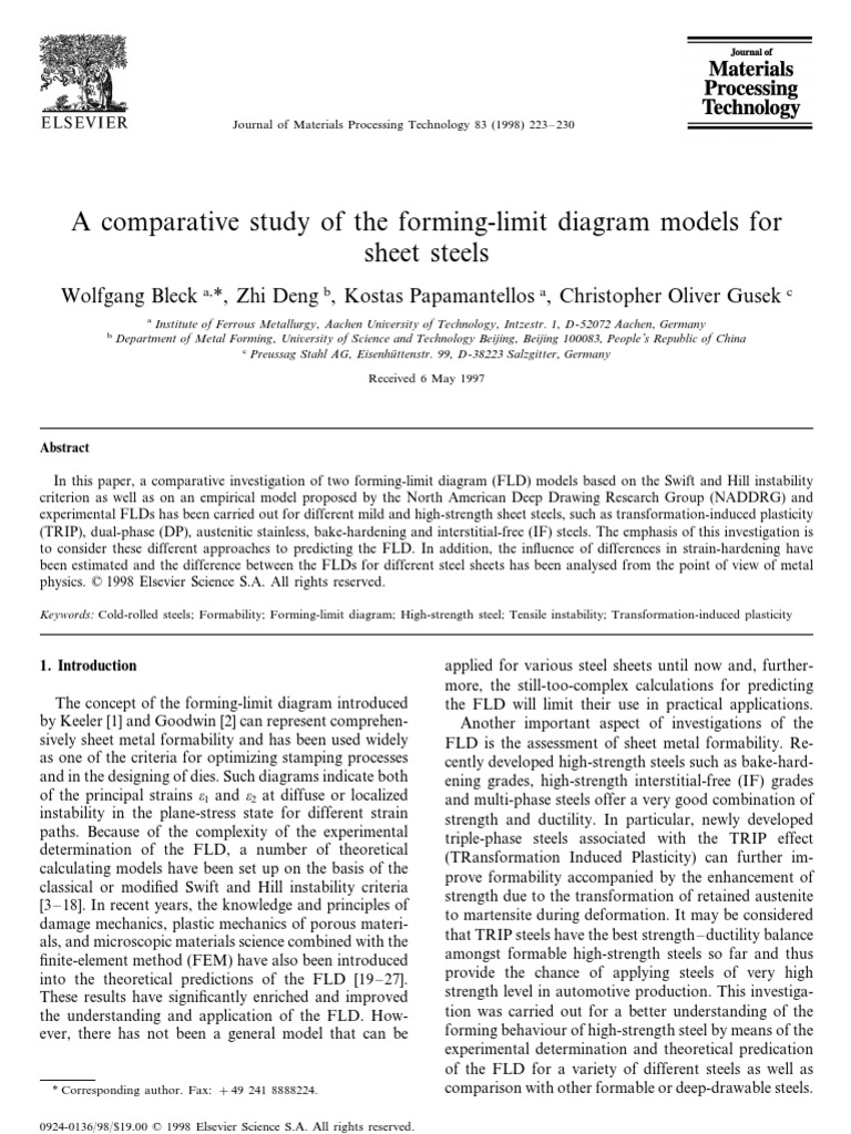 A Comparative Study of The Forming-Limit Diagram Next Term Models For ...