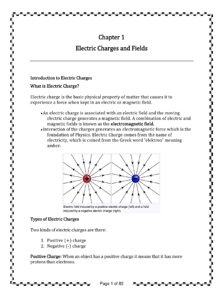 Electric Field and Charges (Concept) | PDF