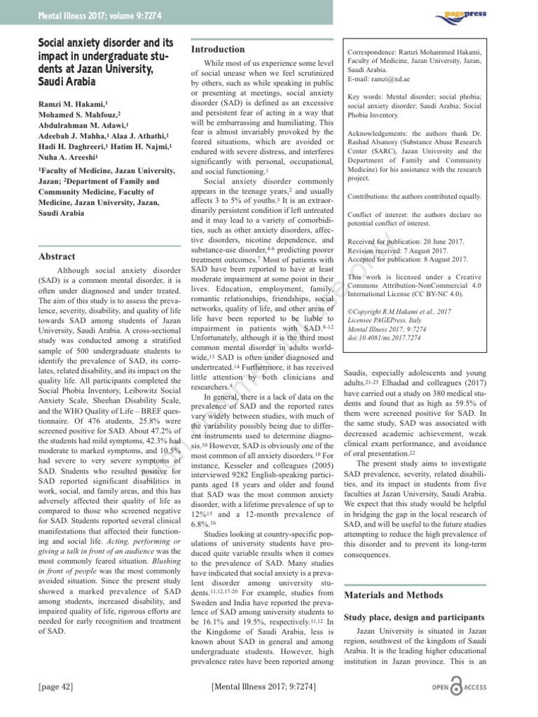 Use Only: Social Anxiety Disorder and Its Impact in Undergraduate Stu ...