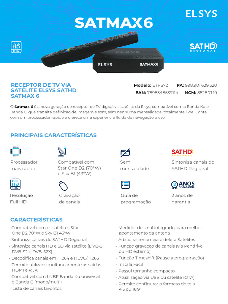 (I2402-0137) Ficha Técnica - Satmax 6 - 240418C | PDF | HDMI ...