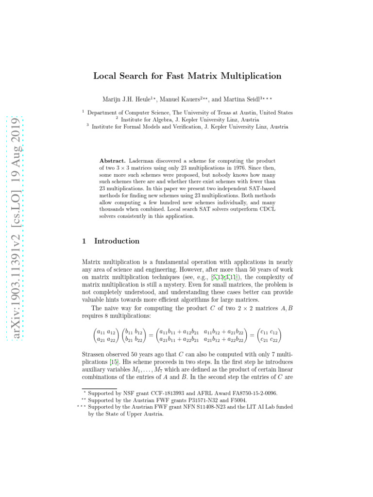 Fast Matrix Multiplication Search | PDF | Matrix (Mathematics) | Linear ...