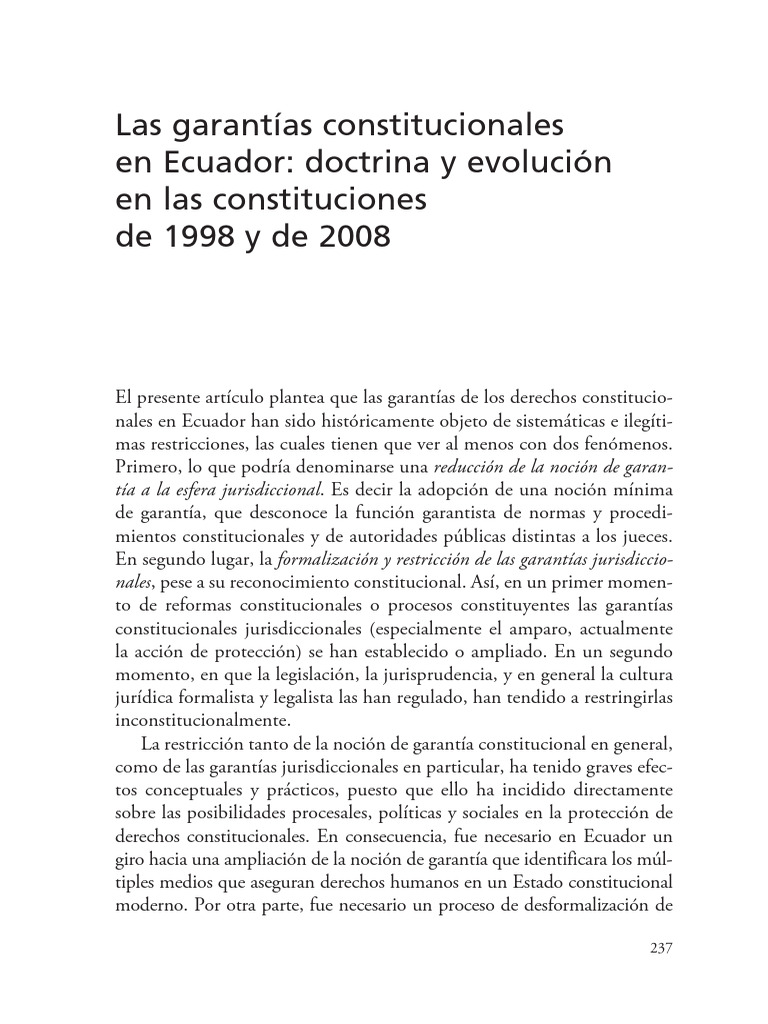 Garantías Constitucionales en Ecuador | PDF | Derecho Constitucional ...