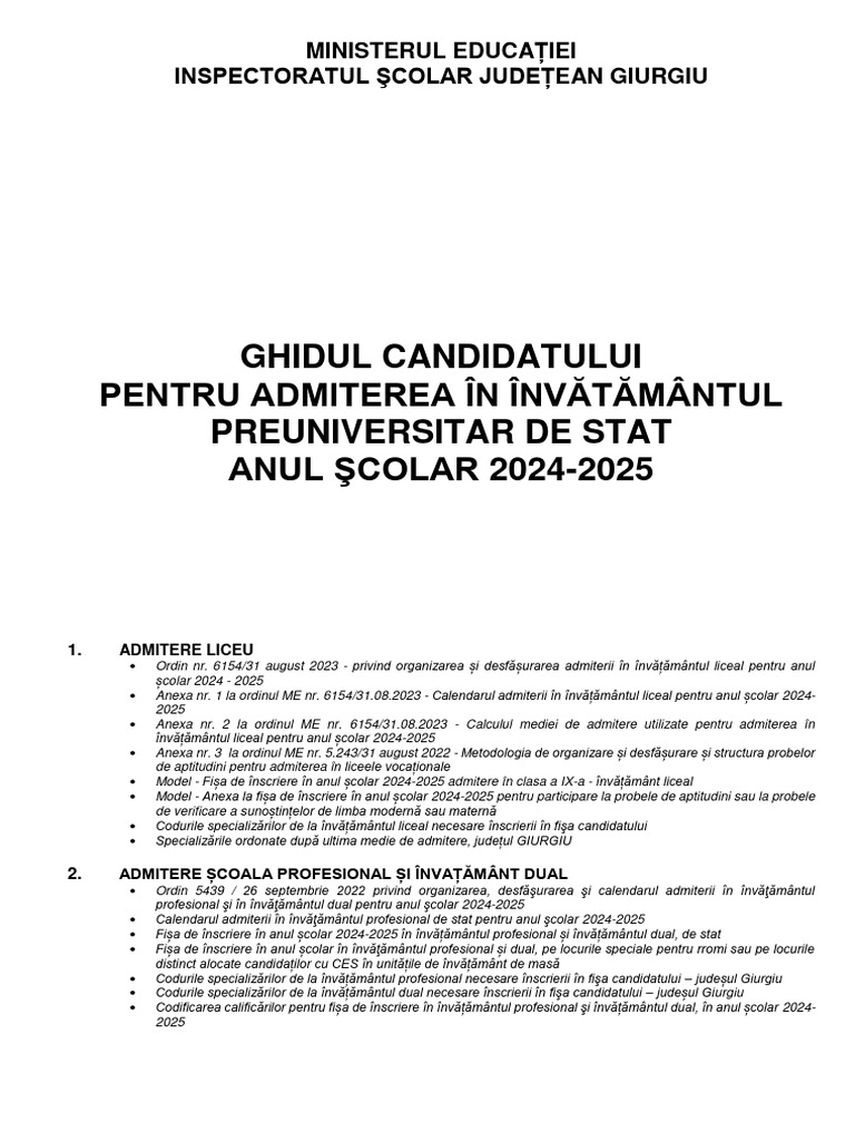 Ghidul Candidatului ADLIC - 2024-2025 | PDF
