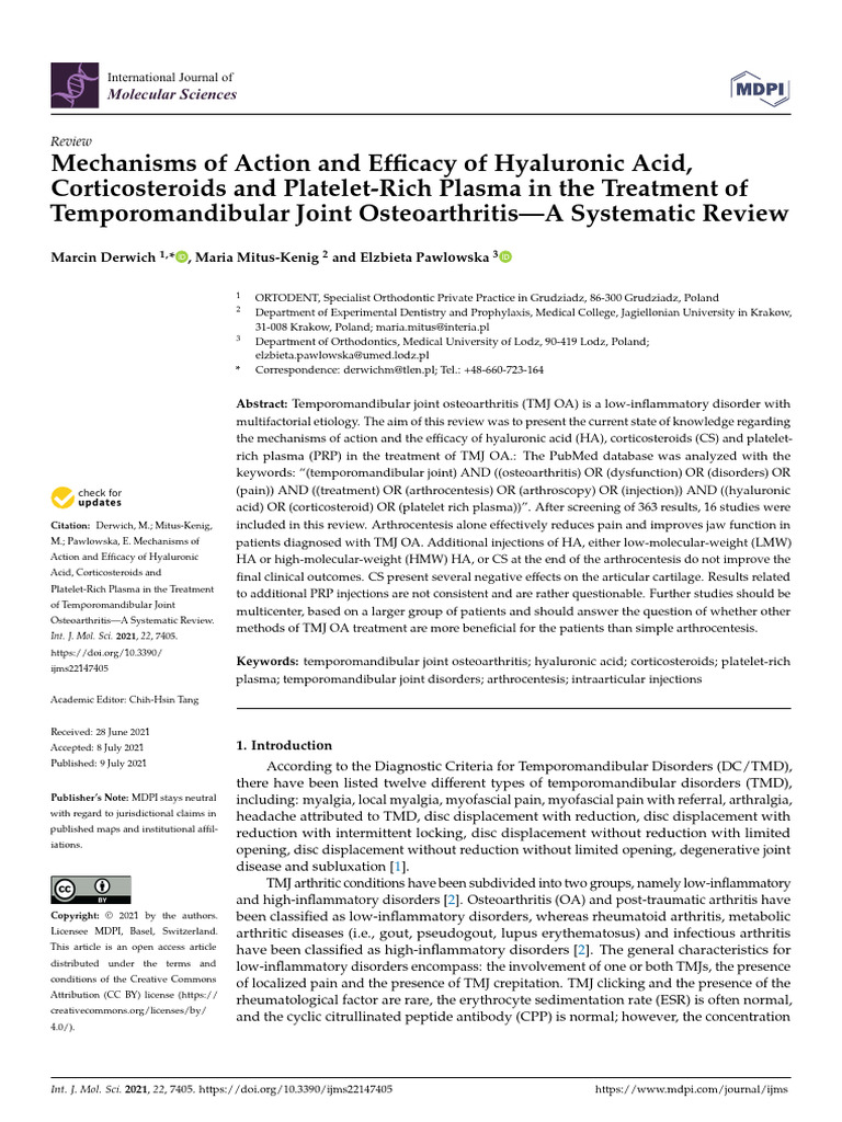 Mechanisms of Action and Efficacy of Hyaluronic Acid | PDF ...