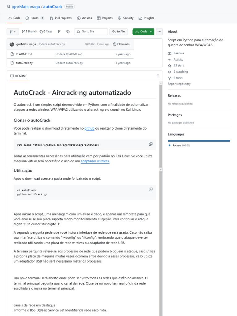AutoCrack: Script Python para WPA/WPA2 | PDF | Rede de computadores ...