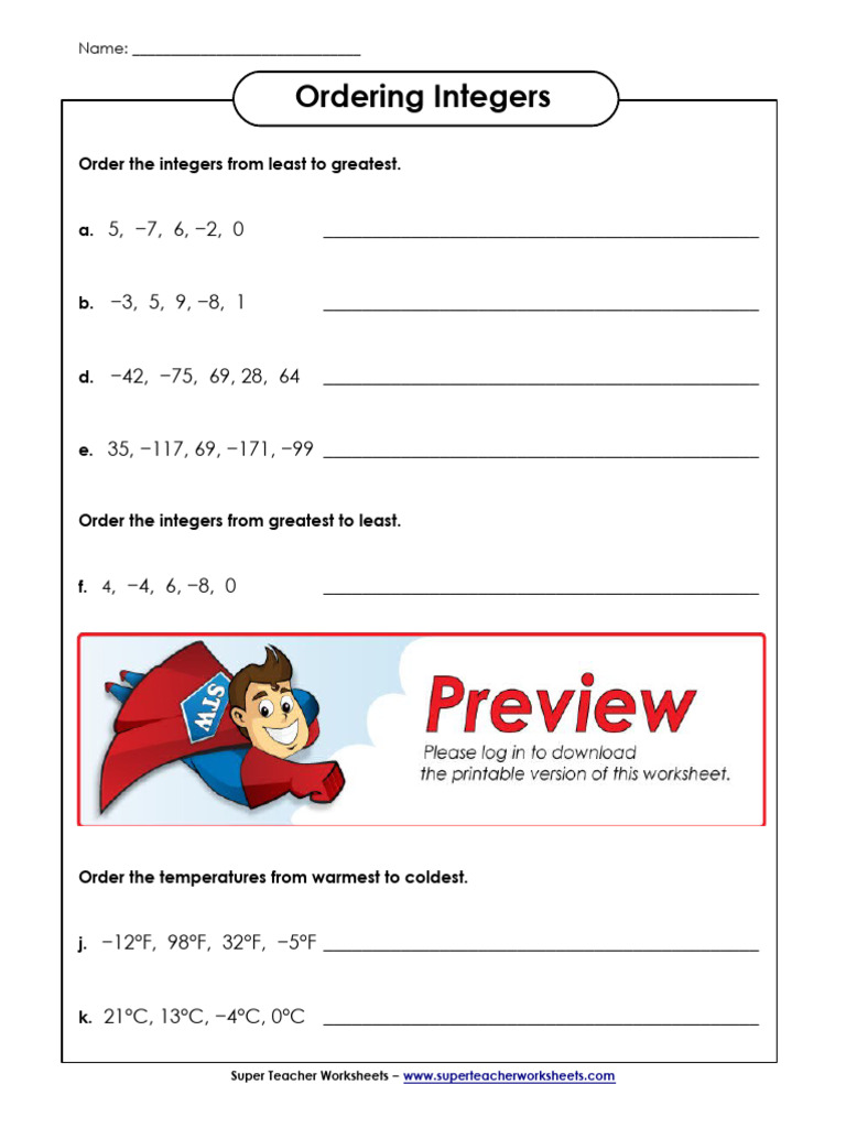 Ordering Integers1 | PDF | Teaching Methods & Materials