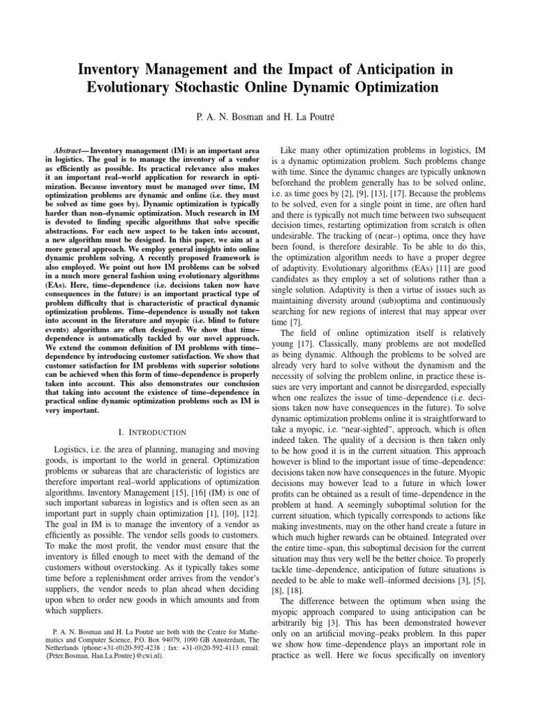 Optimizing Inventory Management with EAs | PDF | Mathematical ...