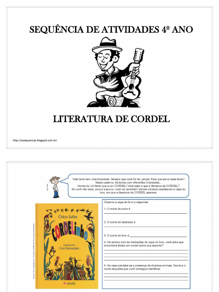 Coleção Só Sequência Atividade Sobre Literatura de Cordel 4º Ano | PDF