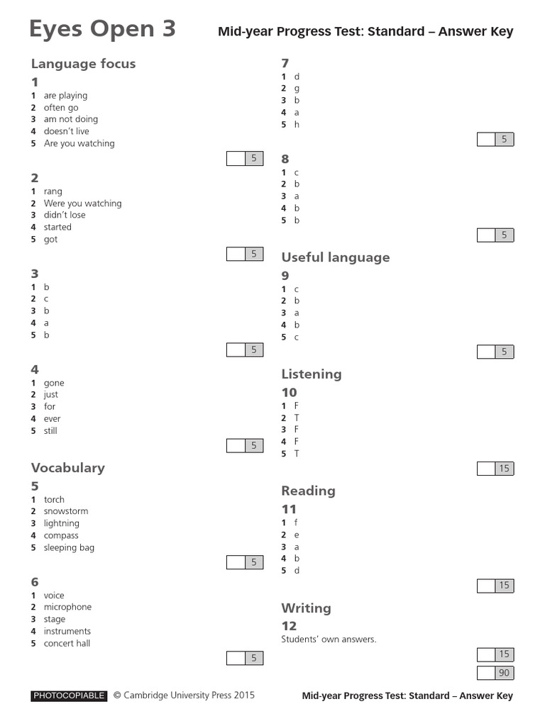 Unit 4 - Mid Year Test Answer Key | PDF