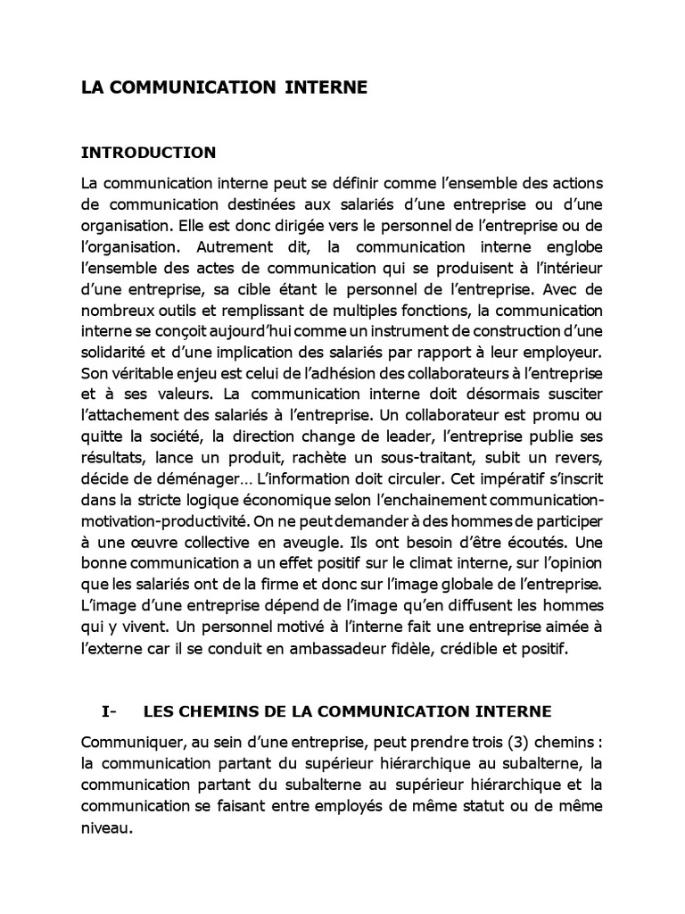 Communication Interne en Entreprise | PDF | Business | la communication