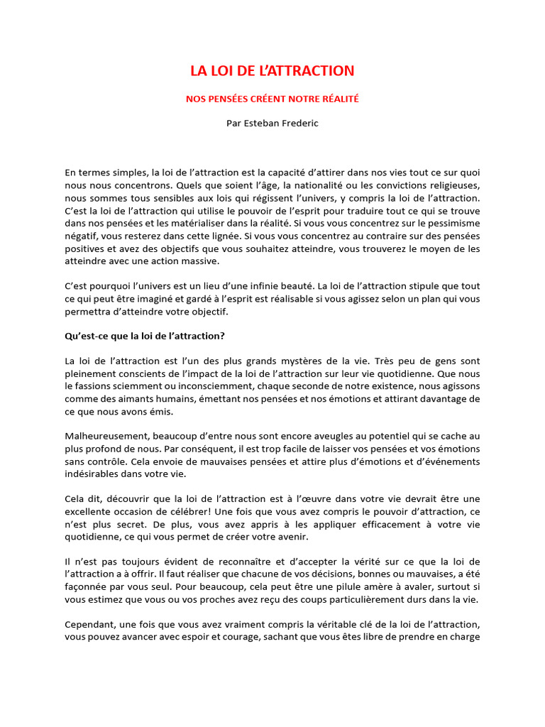 Comprendre la loi de l'attraction | PDF | Développement personnel ...