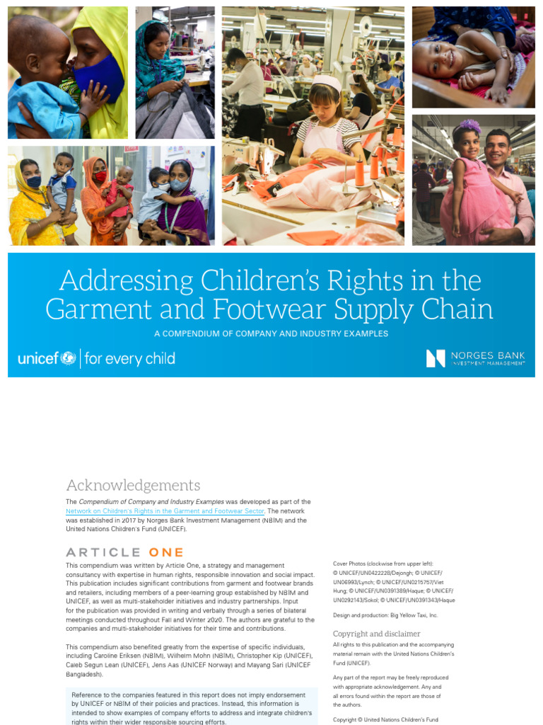 Addressing Children's Rights in The Garment and Footwear Supply Chain ...