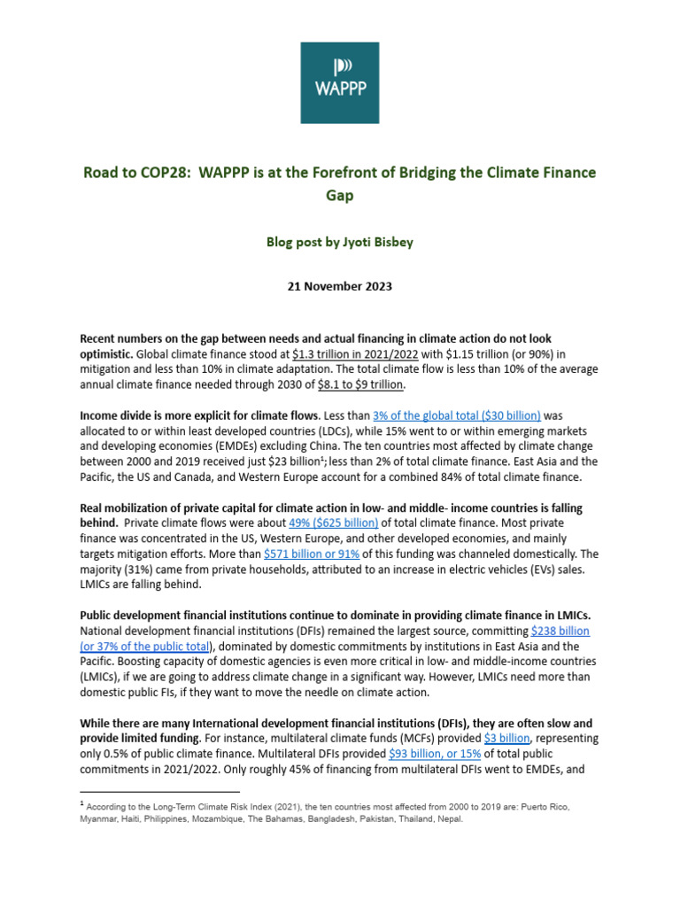 Blog COP28 Climate Roadmap - Bisbey 20 Nov 23 | PDF | Developing ...