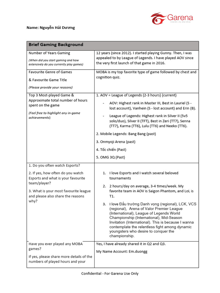 Gaming Resume Download Free PDF Online Games Multiplayer Online Games