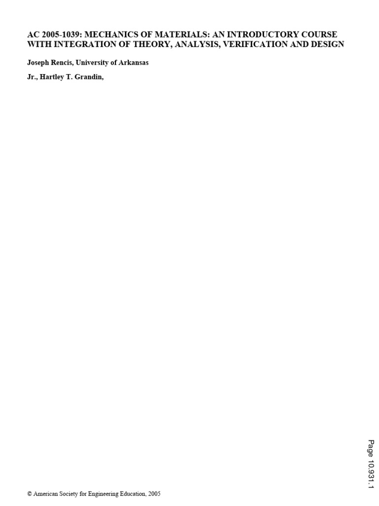 Mechanics of materials an introductory course with integration of