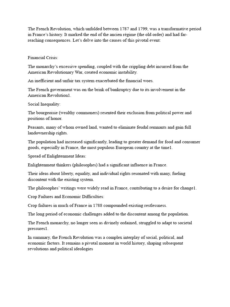 Causes of the French Revolution Explained | PDF | Politics | Social Science