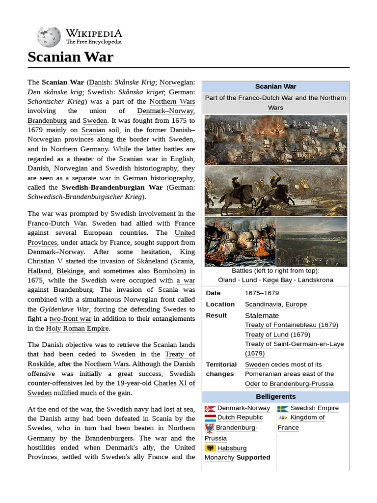Overview of the Scanian War (1675-1679) | PDF | Military
