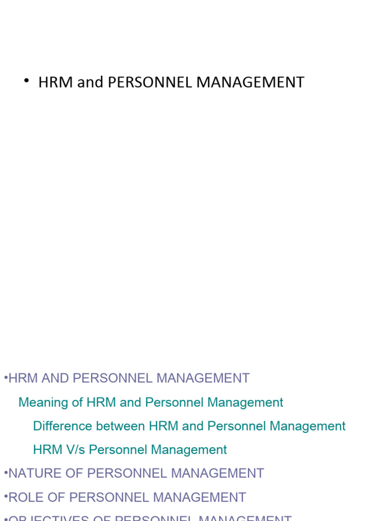 Comparing Human Resource Management With Personnel Management | PDF ...