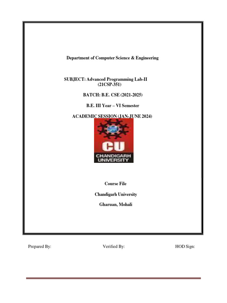 Advanced Programming Lab-II Course Overview | PDF | Engineering ...