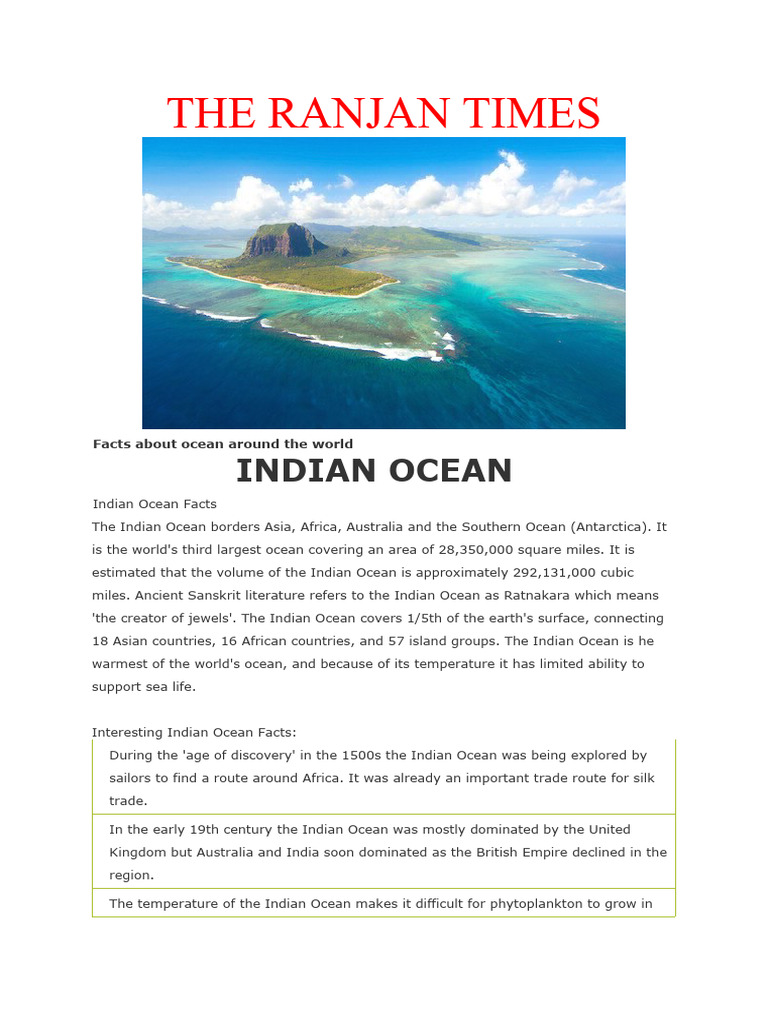 The Ranjan Times | PDF | Indian Ocean | Oceans