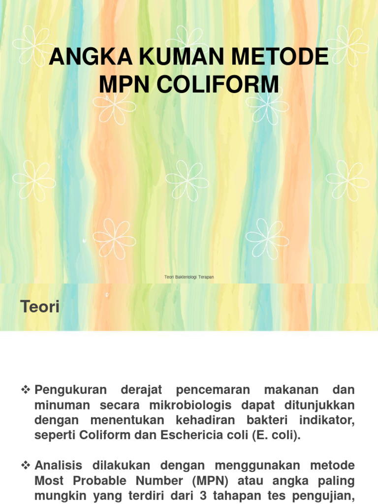 Metode MPN untuk Pengujian Coliform | PDF | Sains & Matematika