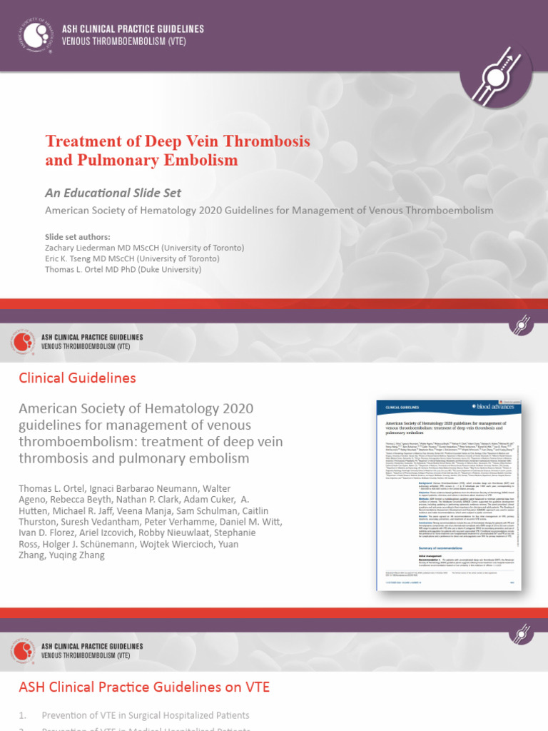 DVT and PE Management Guidelines 2020 | PDF | Thrombosis | Diseases And ...