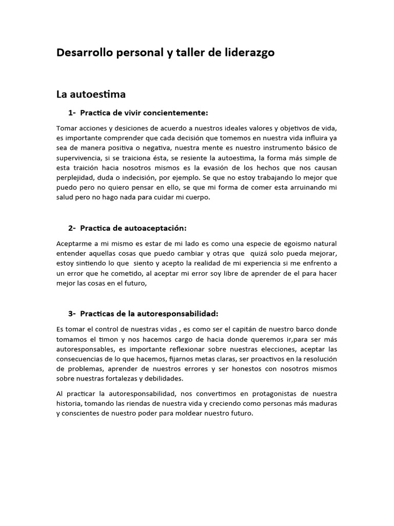 Taller de Liderazgo y Desarrollo Personal | PDF | Psicología Social ...