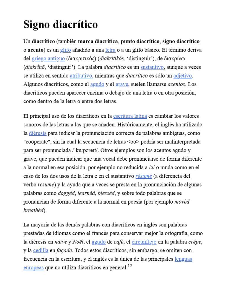 Signo Diacrítico Descargar gratis PDF Texto Lingüística