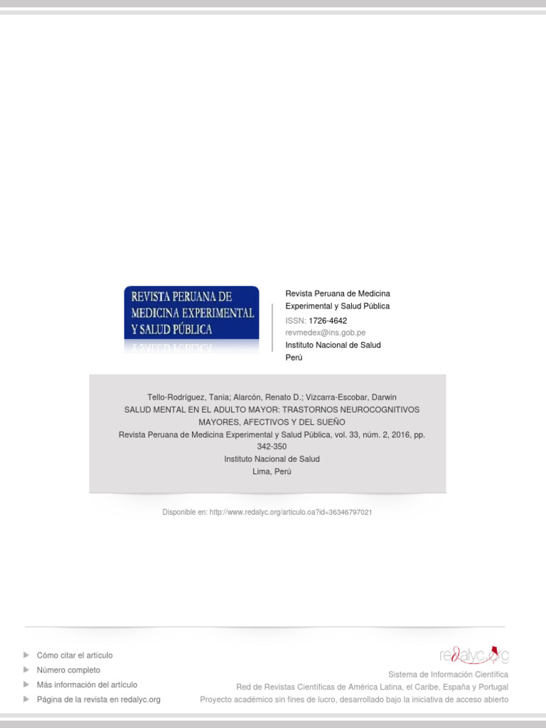 Salud Mental y Trastornos en Adultos Mayores | PDF | Trastorno ...