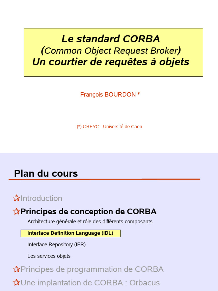 Introduction au standard CORBA | PDF | Architecture du courtier de ...