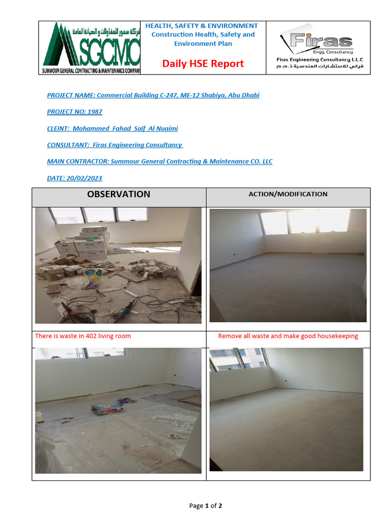 Daily HSE Report 19 02 2023 | PDF | Home & Garden | Science & Mathematics