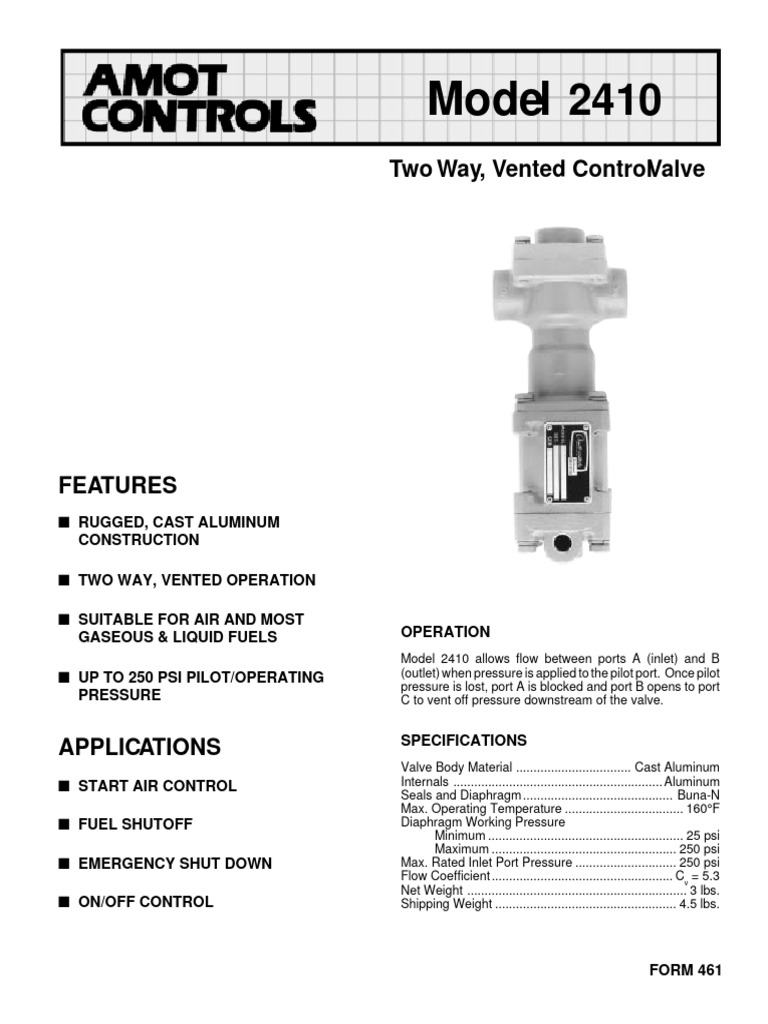 Two-Way Vented Control Valve 2410 | PDF | Valve | Chemical Engineering