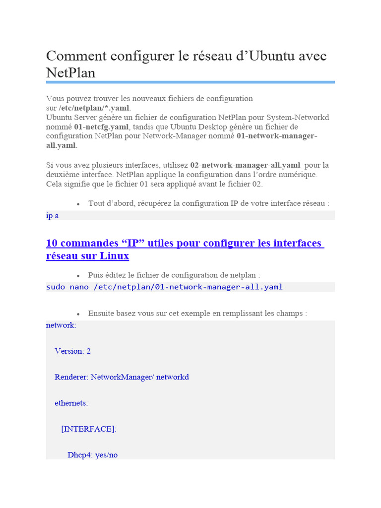 Configuration DNS et IP sur Ubuntu | PDF | Système de noms de domaines ...