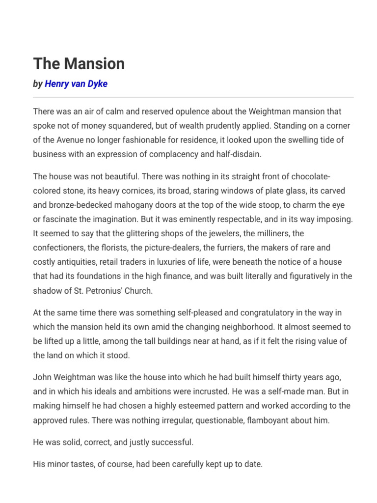 The Weightman Mansion: A Study of Wealth | PDF