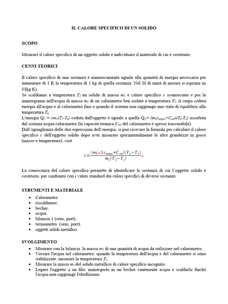 Il Calore Specifico Di Un Solido | PDF