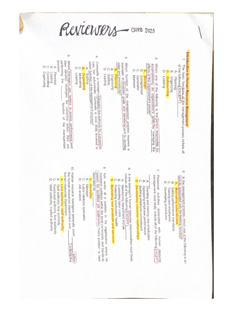 Practice Test - Summary of HR Reviewers Provided by HREAP | PDF