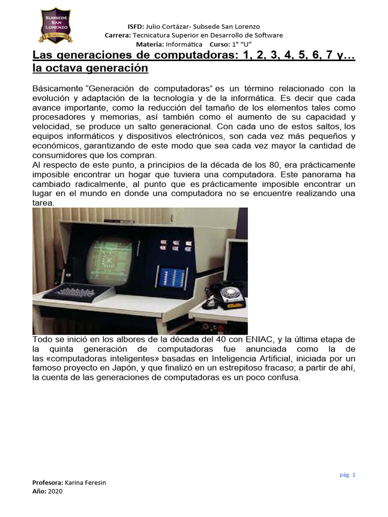 Las Generaciones de Computadoras | PDF | Microprocesador ...