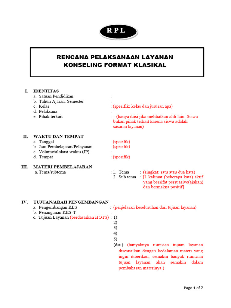 Form & Panduan RPL Format Klasikal (Dirjen Dikdas 2014 Yang Telah ...