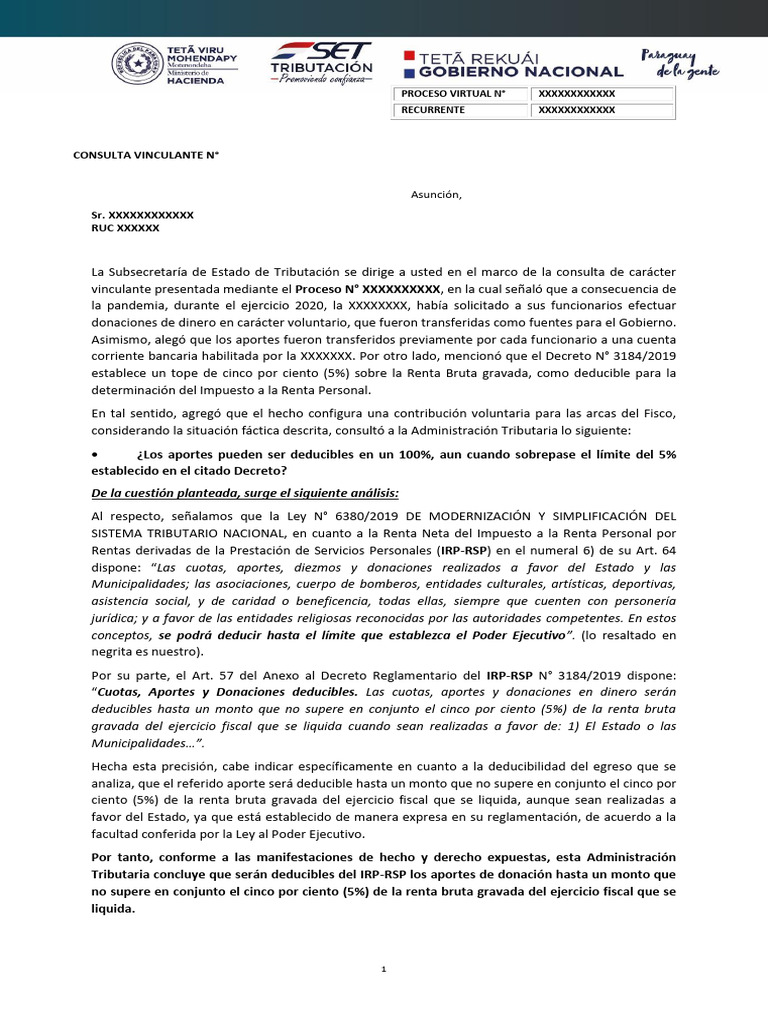 Irp Rsp Tratamiento Impositivo Donaciones Abril 2021 Pdf