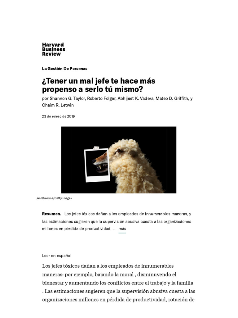 ¿Tener Un Mal Jefe Te Hace Más Propenso A Serlo Tú Mismo | PDF ...