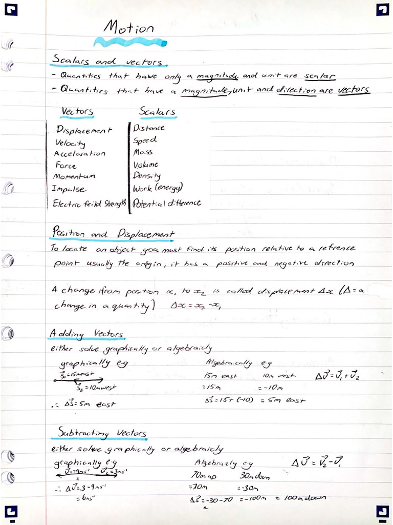 Yr 11 Physics Nsw Module 1 Kinematics Notes Pdf