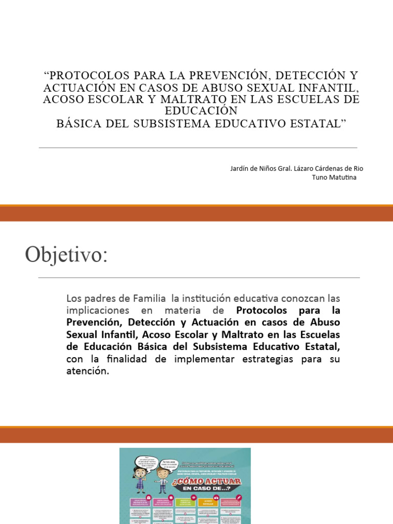 Protocolo de Prevención y Actuación Escolar | PDF | Abuso infantil ...